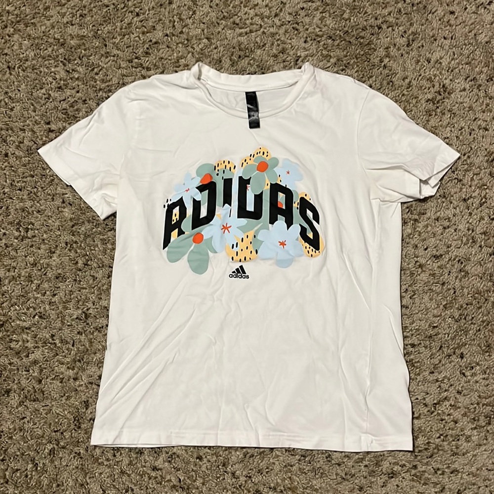 Adidas, floral, bubbly, medium, t-shirt, colorful